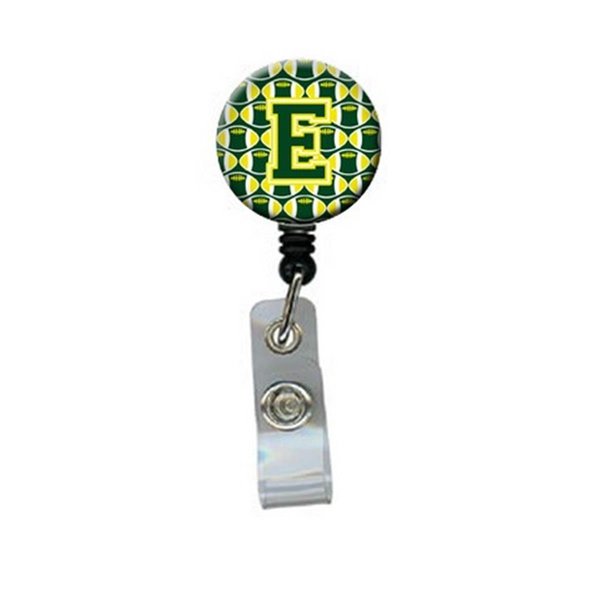 Teachers Aid Letter E Football Green & Yellow Retractable Badge Reel TE262044